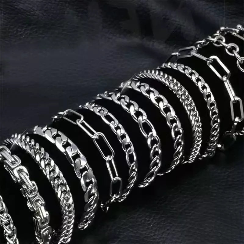 316L Stainless Steel Cuban Chain Bracelet | Figaro Vintage Metal | Viking & Kpop Style | Luxury Jewelry Gift for Men & Women