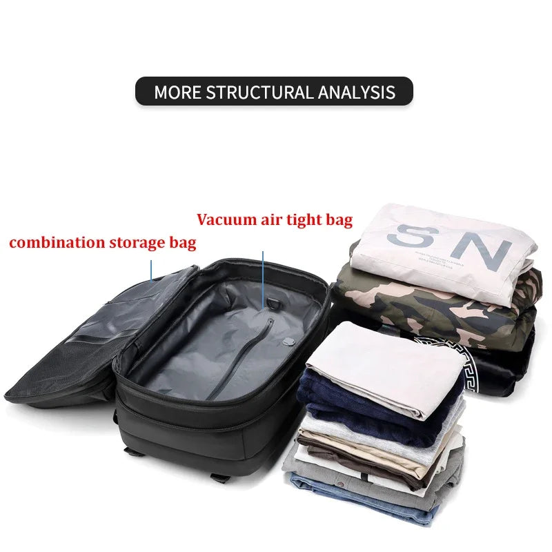 17-Inch Travel Laptop Backpack for Men - Vacuum Compression Business and School Backpack with Large Capacity for Outdoor Use