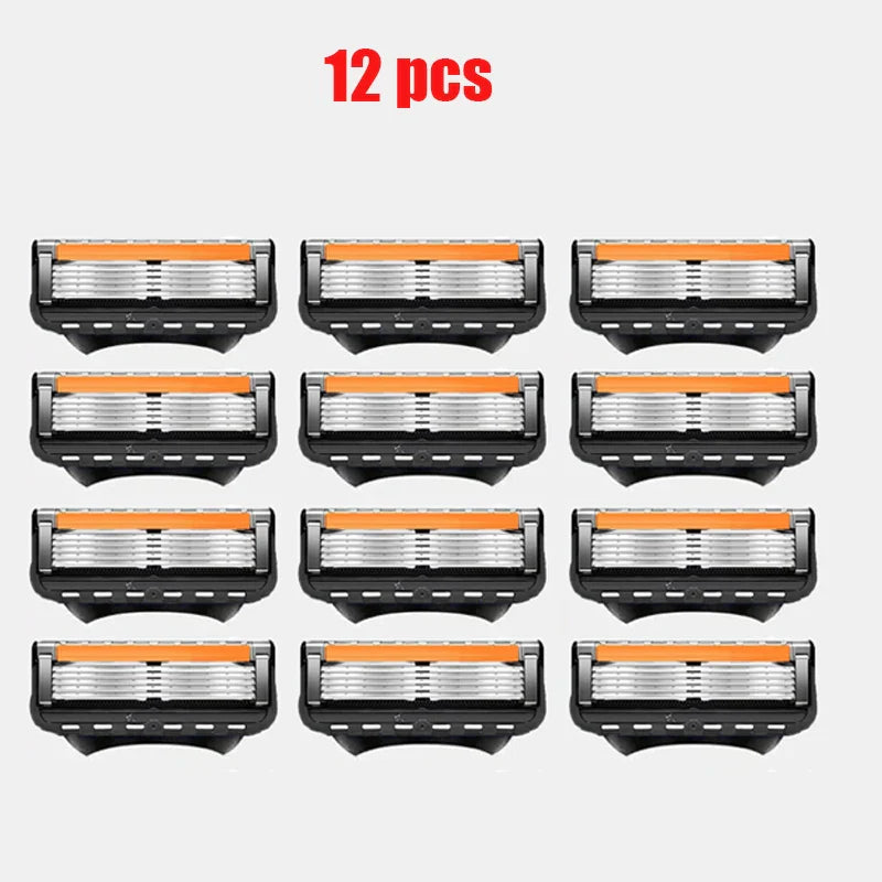 Men’s 5-Layer Fusion Razor Blade Refills – 4/12/24PCS Replacement Cartridges for Beard & Face Shaving