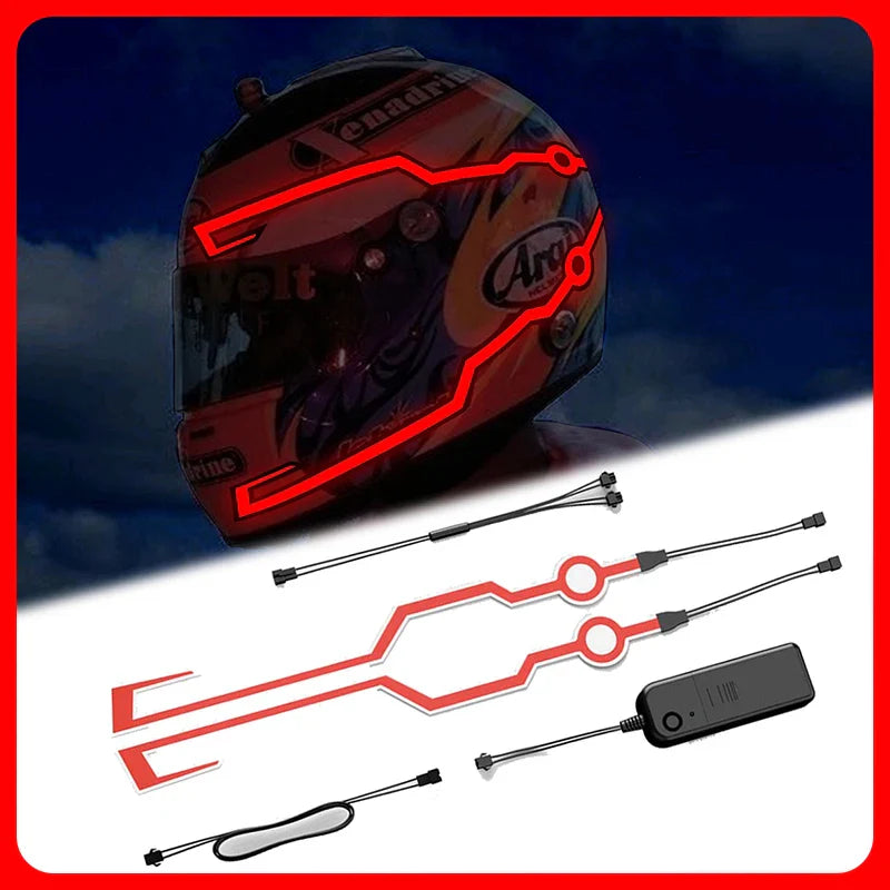 Motorcycle Helmet LED Warning Lights : Night Riding Cold Light Strip EL Waterproof Sticker - 4 Flashing Accessories for Enhanced Safety