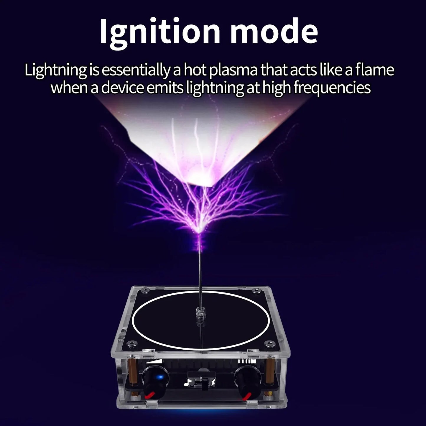 Music Tesla Coil Bluetooth/AUX – Dual Mode Music Box with Touchable Artificial Lightning, Audio Input for Science Experiments