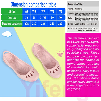 Certified Satihu Summer Lightweight Anti-Slip Clogs for Women - Flat Bottom Sandals, Nurse, Outdoor, Beach Jelly Shoes