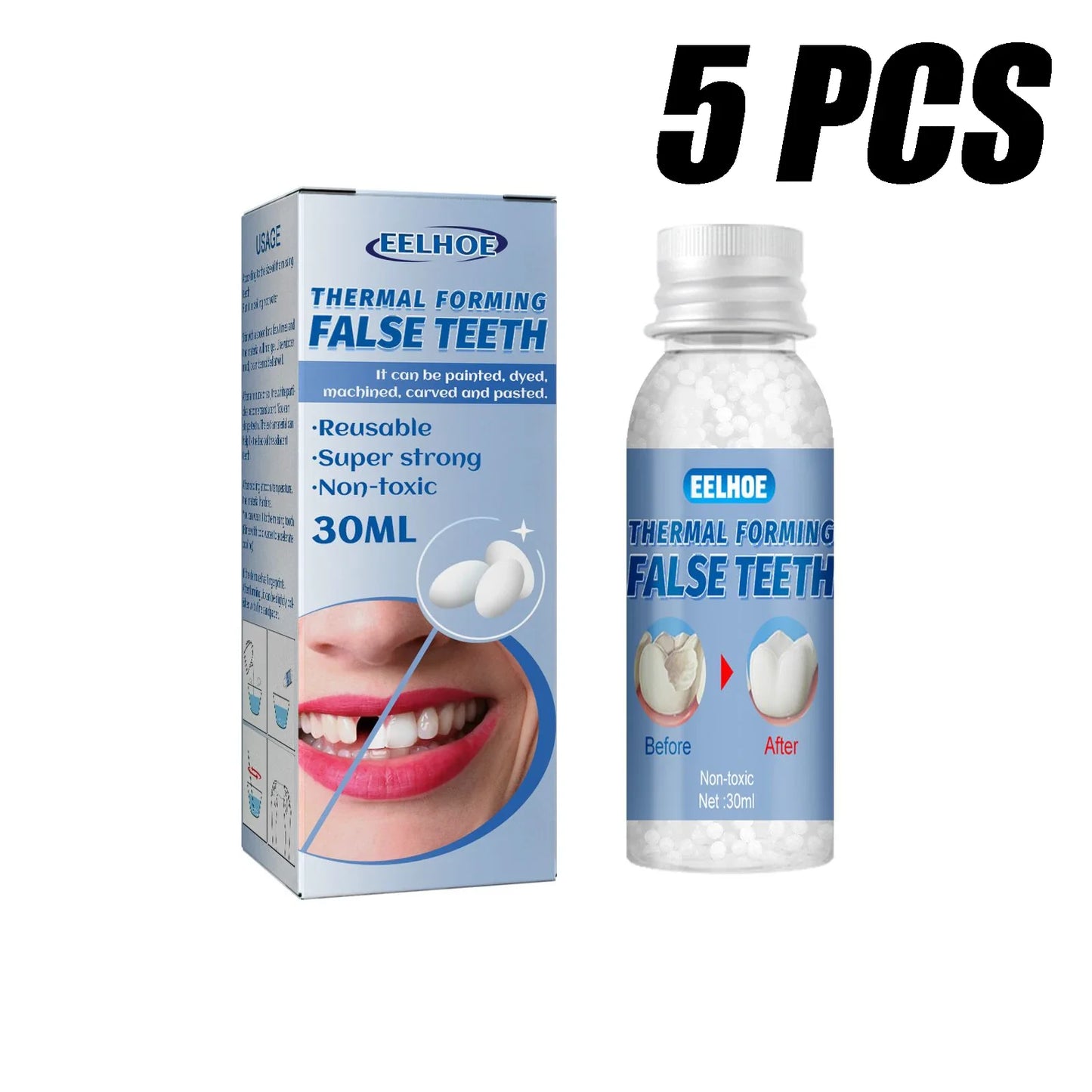 Resin False Teeth & Solid Gums — Temporary Filling Material for Dentistry, Oral Care, Denture Restoration 20/30ml