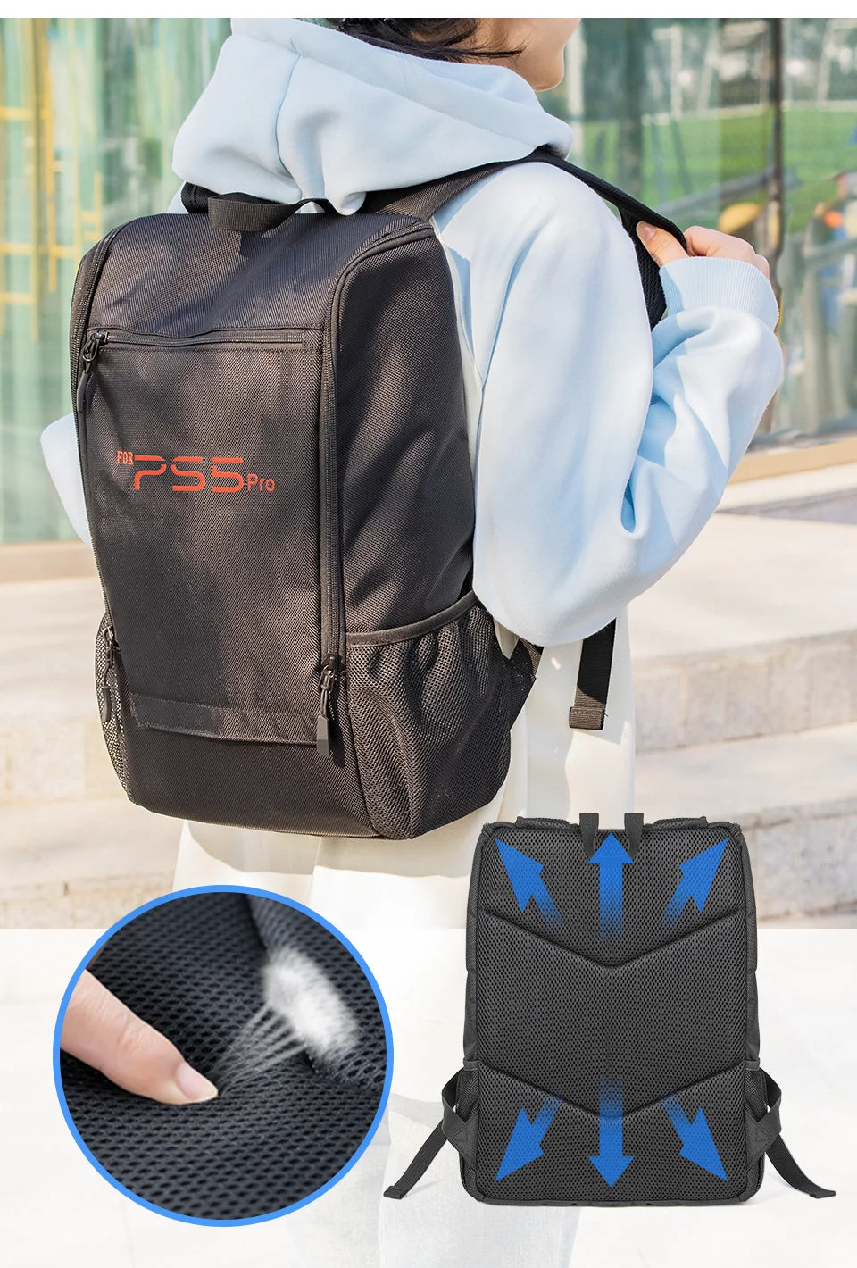 PS5 Pro & Slim Gaming Backpack — Large-Capacity Protective Travel Case for Console & Accessories