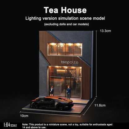 1/64 Scale Tavern Restaurant Model Scene with Lamp – Miniature Simulation Diorama Display Decor (No Figures or Cars)