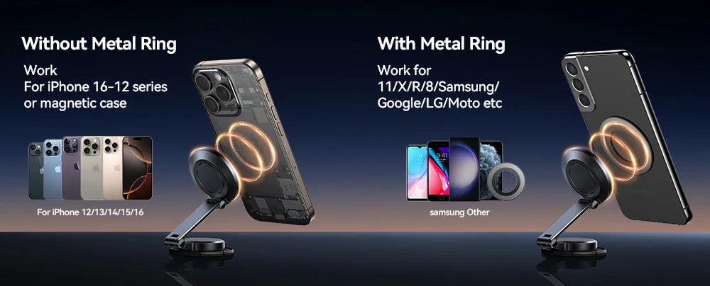 Joyroom Magnetic Car Mount N55 - 15W Wireless Charging, 360° Rotation, Foldable Phone Holder & Fast Car Charger JR-ZS408