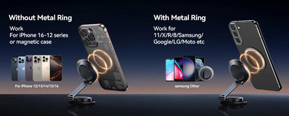 Joyroom Magnetic Car Mount N55 - 15W Wireless Charging, 360° Rotation, Foldable Phone Holder & Fast Car Charger JR-ZS408