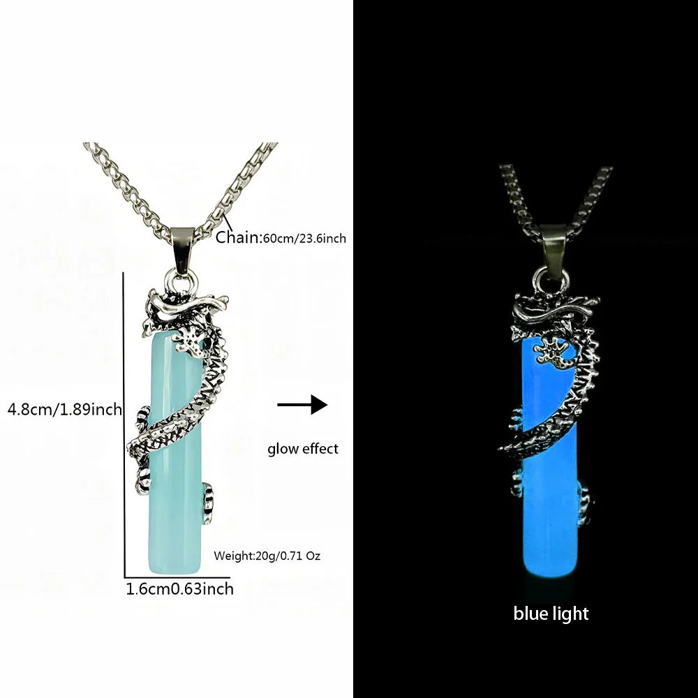 Hip-Hop Rock Dragon Necklace – Stainless Steel Chain with Luminous Alloy Pendant, Glow-in-the-Dark Night Dance Jewelry