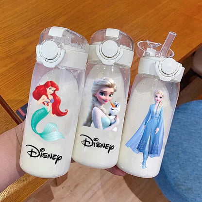 600/400ML Mermaid Princess Water Cup – Portable Transparent Plastic Sport Bottle for Kids