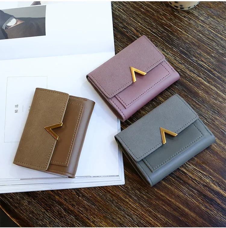 Luxury Mini Leather Wallet for Women – Small Short Fashion Purse with Credit Card Holder