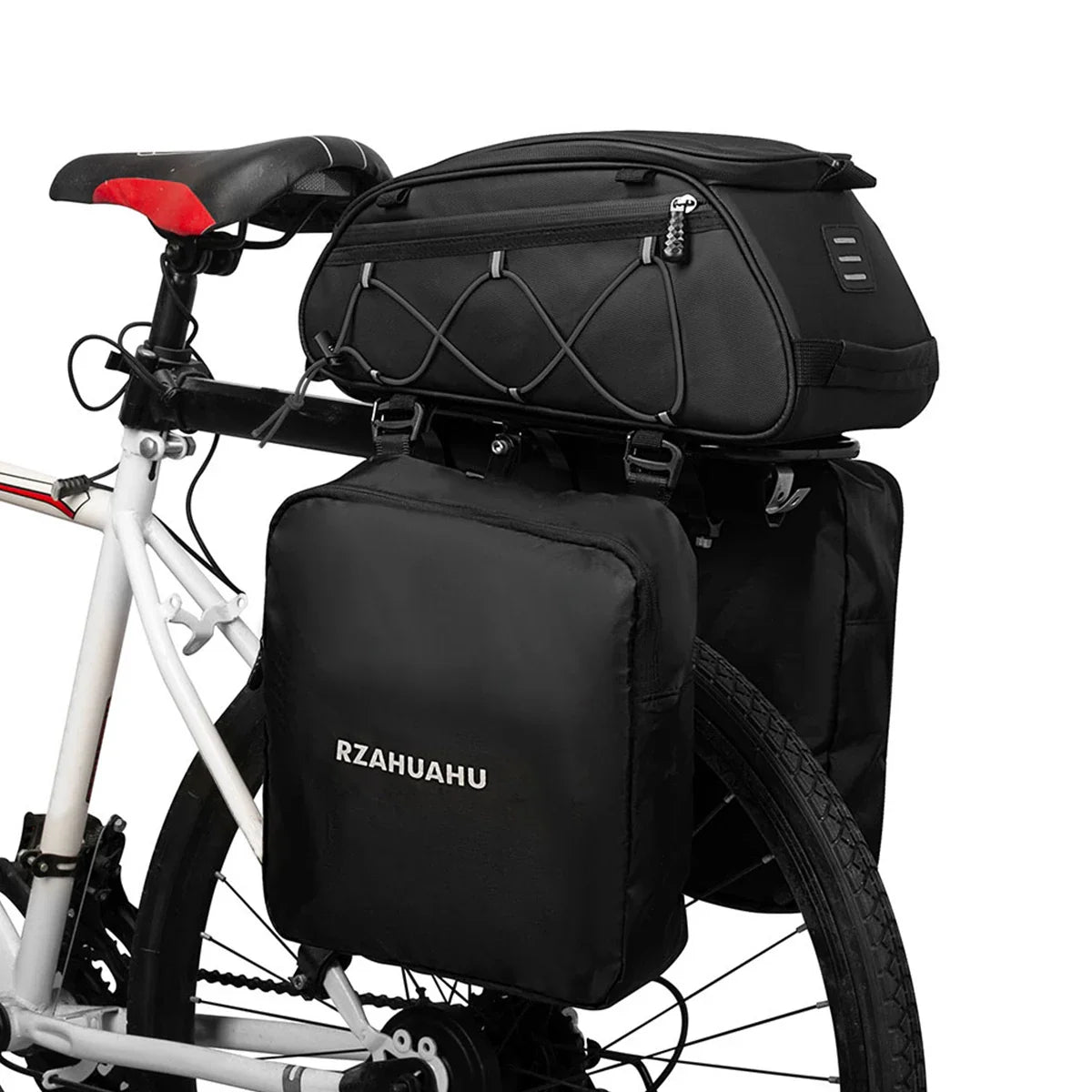 3-in-1 Waterproof Bike Rack Trunk Bag with Cooler & 2 Side Hanging Bags – Bicycle Rear Seat Cargo Luggage