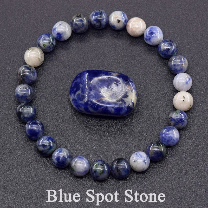 Natural 5A Lapis Lazuli Stone Bracelet - Elastic Healing Bead Jewelry Gift for Men & Women