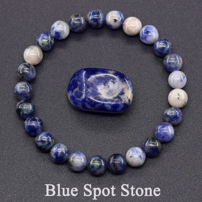 Natural 5A Lapis Lazuli Stone Bracelet - Elastic Healing Bead Jewelry Gift for Men & Women