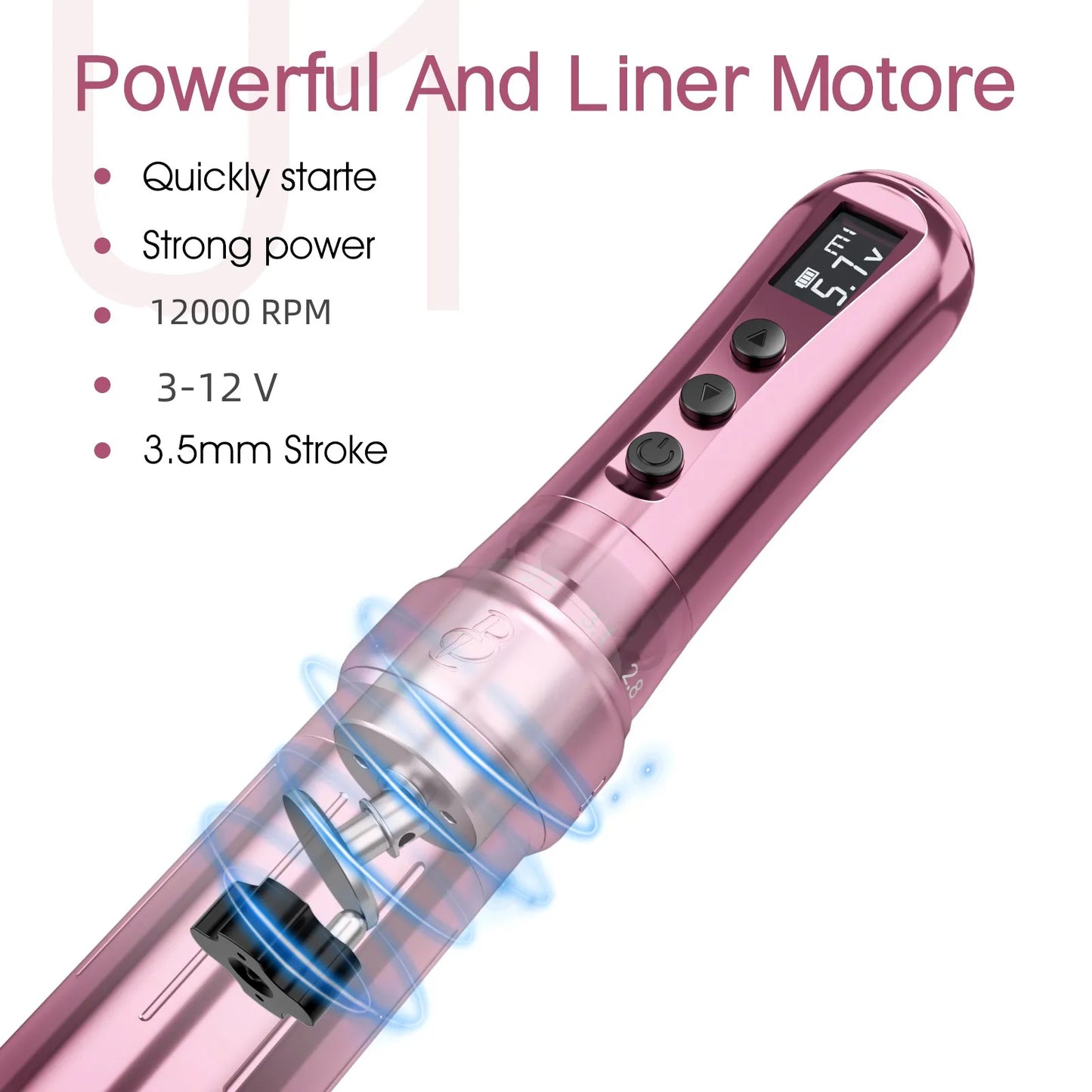 BIOMASER U1 Wireless Rotary Tattoo Pen — Professional PMU Machine for Eyebrow, Lip & Microblading Permanent Makeup