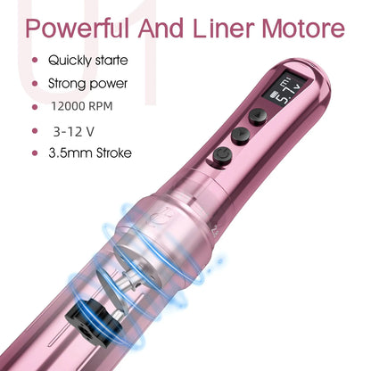 BIOMASER U1 Wireless Rotary Tattoo Pen — Professional PMU Machine for Eyebrow, Lip & Microblading Permanent Makeup
