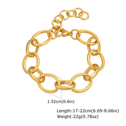 Women's Chunky Gold Plated Stainless Steel Link Chain Bracelet – Waterproof Layered Wristband Jewelry