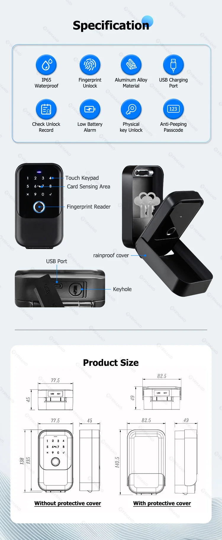 TTlock Smart Key Lock Box – Wireless Digital Code & Bluetooth Key Safe, App-Controlled Electronic Key Box for Home or Host