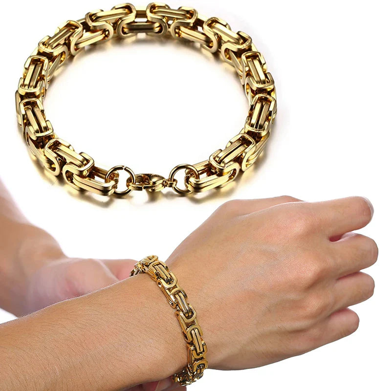 Men's Stainless Steel Byzantine Chain Bracelet – 4/5/6/8MM Link Wristband for Boys, Perfect Gifts for Him