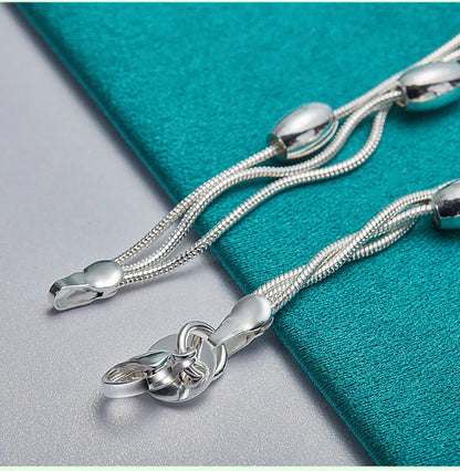 925 Sterling Silver Bracelet — Fashion Design Beaded Chain, High-Quality Jewelry for Women, Ladies, and Wedding Gifts
