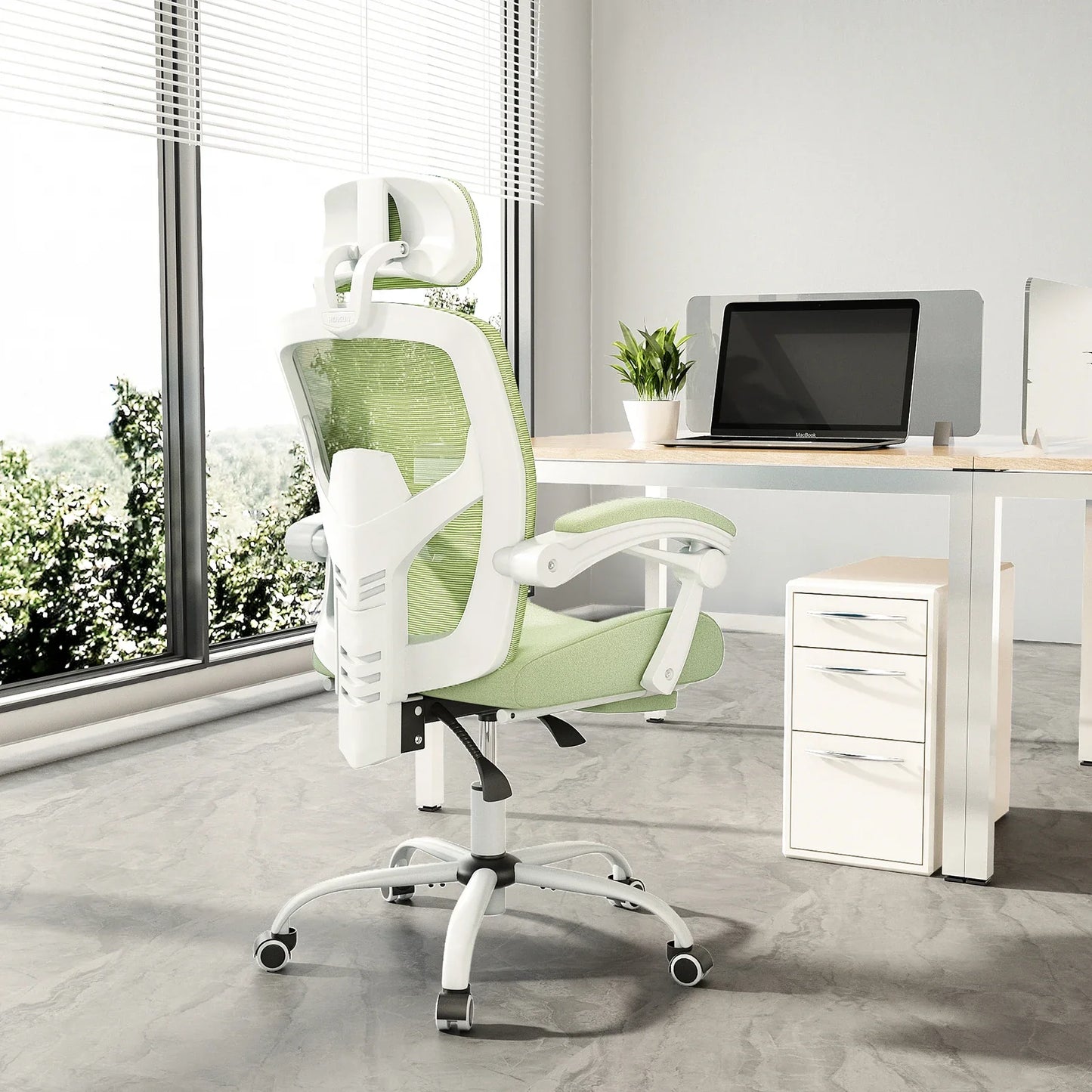 Ergonomic Reclining High Back Mesh Chair - Rocking Gaming & Computer Desk Chair with Lumbar Support Pillow and Swivel Rolling Base