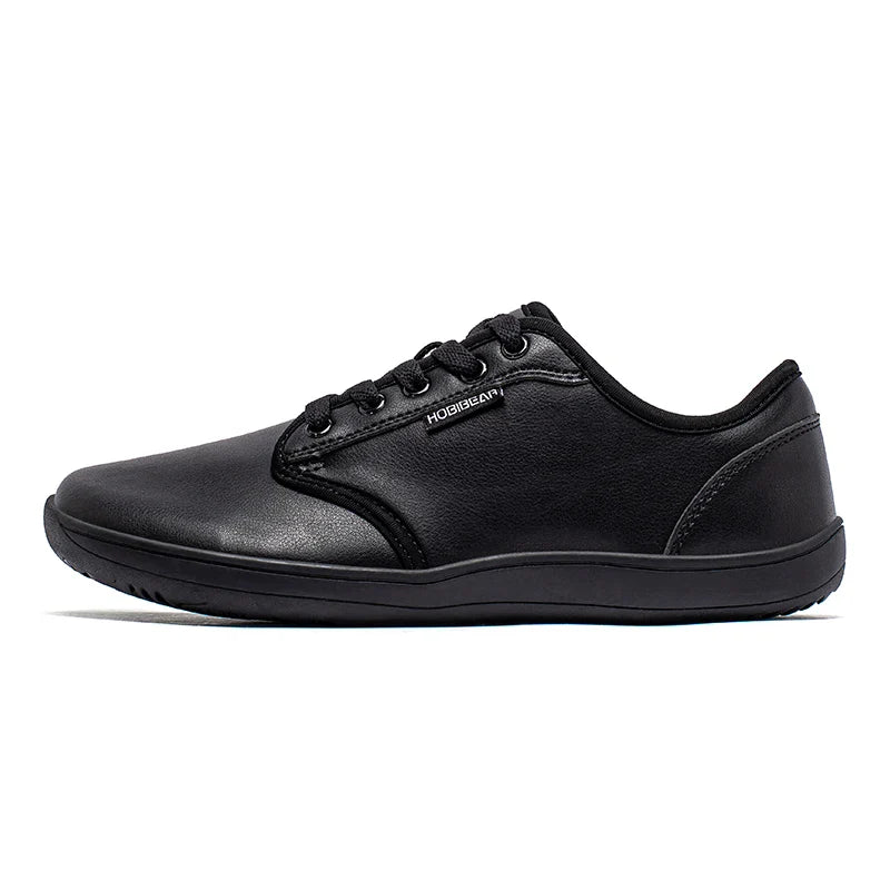HOBIBEAR Wide-Toe Family Sneakers — Barefoot Minimalist Lace-Up Casual Walking Shoes with Hook & Loop Faux Leather