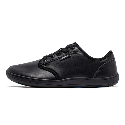 HOBIBEAR Wide-Toe Family Sneakers — Barefoot Minimalist Lace-Up Casual Walking Shoes with Hook & Loop Faux Leather