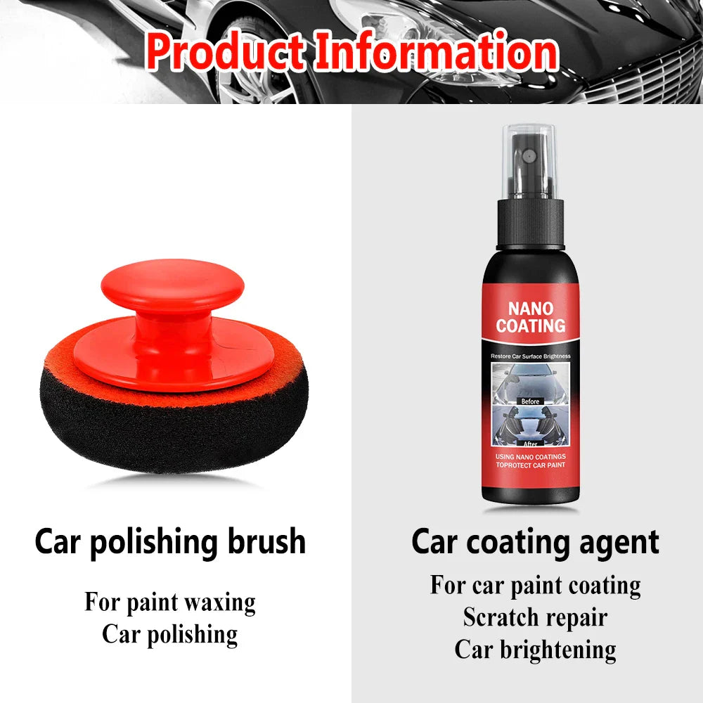 Car Nano Ceramic Coating Kit – Professional High Gloss Paint Protection & Scratch Repair Auto Detailing Solution
