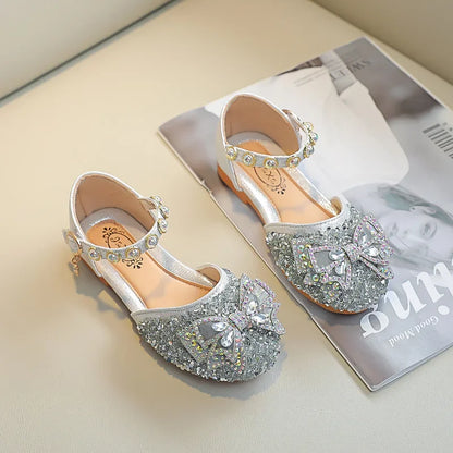 Girls Princess Glitter Shoes - Bowtie Sparkle Party & Casual Toddler Sandals