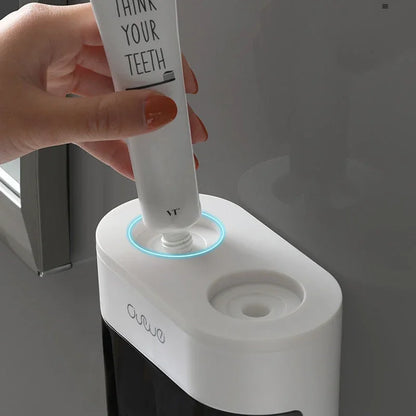 Effortless Toothpaste Dispenser with Magnetic Toothbrush Holder - Wall Mounted Bathroom Accessories