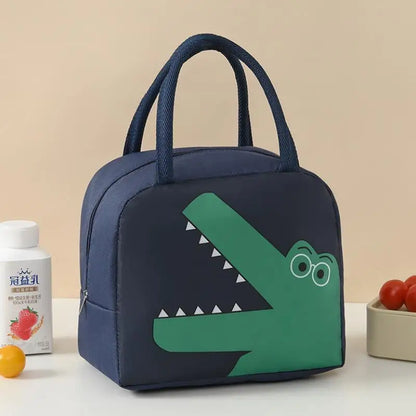 Cartoon Insulated Lunch Bag – Oxford Cloth Bento Box Carrier, Handheld Fresh-Keeping Ice Bag for Camping and Meals