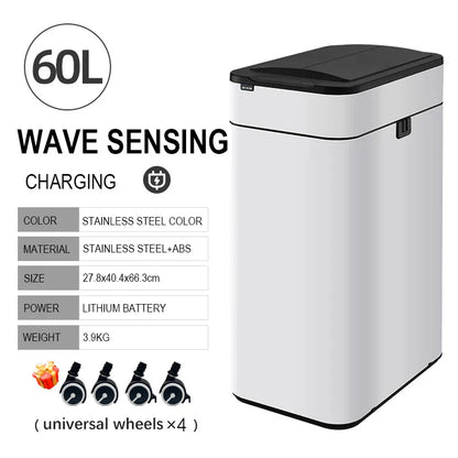 Smart Stainless Steel Trash Can – Automatic Wastebin for Kitchen & Home, 20-60L Large Capacity Garbage Bin