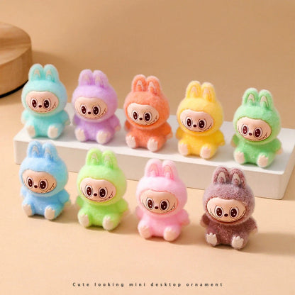 10pcs Babythree Rabbit Anime Flocked Action Figures Decorative Pendant Kawaii Desktop Dolls Toy Gifts