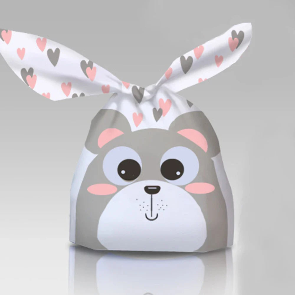 50Pcs Easter Rabbit Ear Cookie Candy Gift Bags - Plastic Pouches for Baking Packaging, Biscuits, Easter Decoration, and 2024 Birthday
