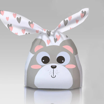 50Pcs Easter Rabbit Ear Cookie Candy Gift Bags - Plastic Pouches for Baking Packaging, Biscuits, Easter Decoration, and 2024 Birthday