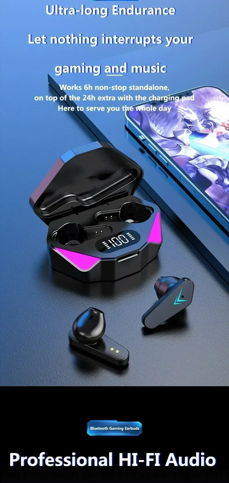 X15 TWS Wireless Bluetooth Earphones – 65ms Low Latency Gaming Earbuds with Mic for Esports & Xiaomi Devices