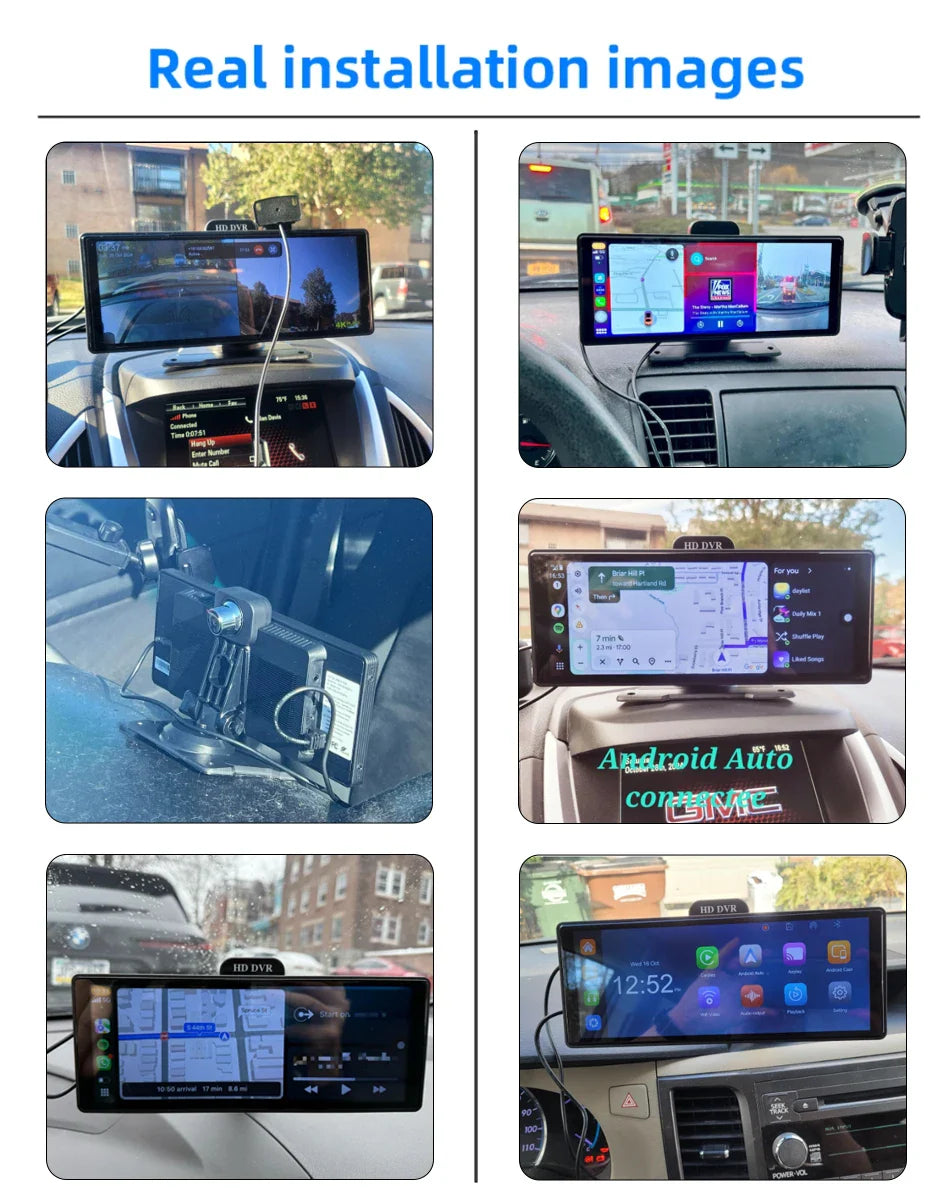 11.26-Inch 4K Dash Cam – Wireless CarPlay & Android Auto, Dual Lens DVR, Bluetooth Audio, GPS Navigation Video Recorder