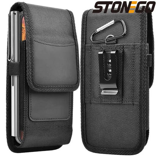 Vertical Nylon Cell Phone Belt Clip Holster – Stonego Card Holder Case for 4.0-6.7 Inch Phones
