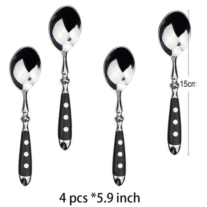 Classic Elegant Stainless Steel Cutlery Set – Fork, Spoon, Knife & Teaspoon Full Dining Steak Dinnerware Collection