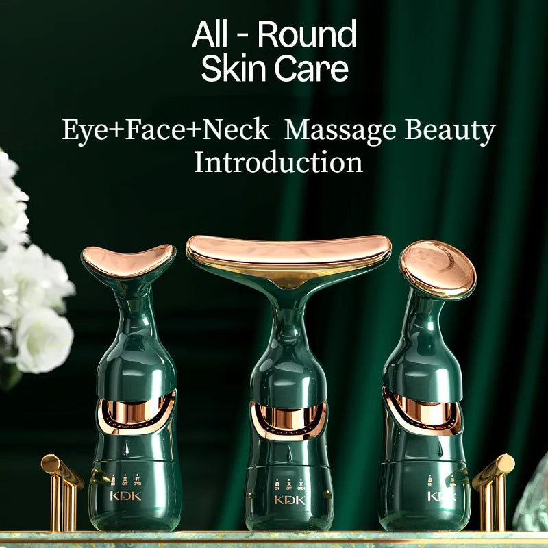 3 in 1 Facial Lifting Device - Neck, Eye, and Face Massage for Slimming and Skin Tightening - Wrinkle Reduction and Anti-Aging Face Massager
