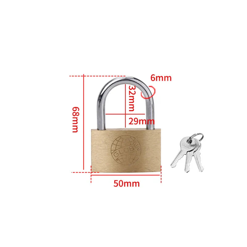 Copper Padlock Small Locks – Luggage, Case, and Locker Security with 3 Keys (20mm-50mm) for Home Improvement Hardware