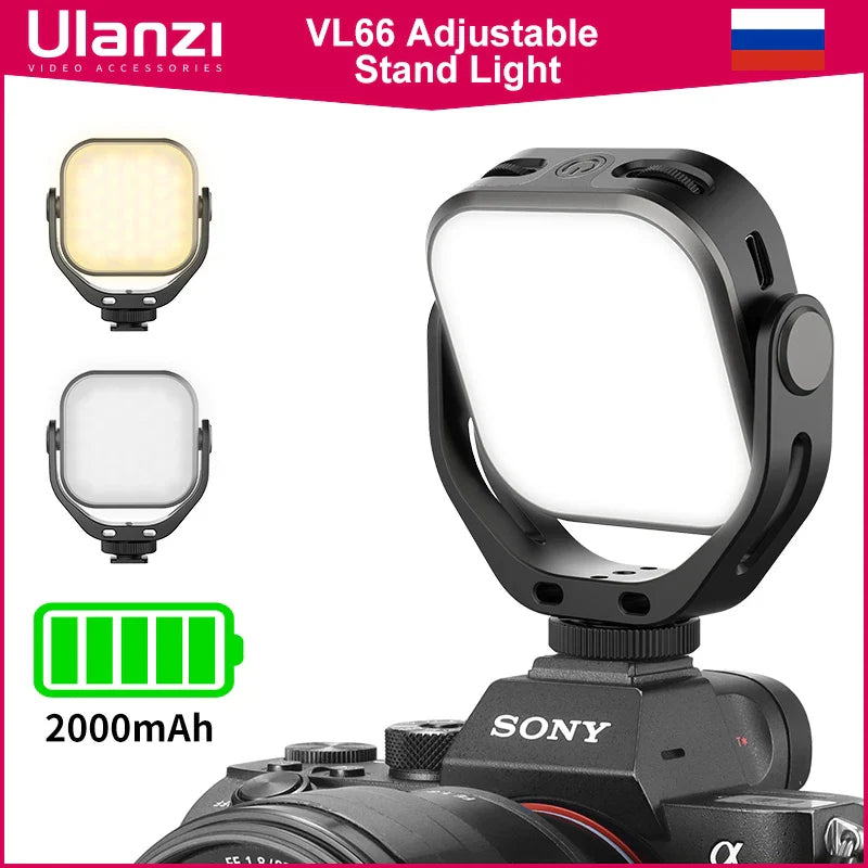 Ulanzi Vijim VL66 Adjustable LED Video Light – 360° Rotatable, Rechargeable Fill Light for DSLR, SLR & Mobile