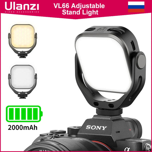 Ulanzi Vijim VL66 Adjustable LED Video Light – 360° Rotatable, Rechargeable Fill Light for DSLR, SLR & Mobile