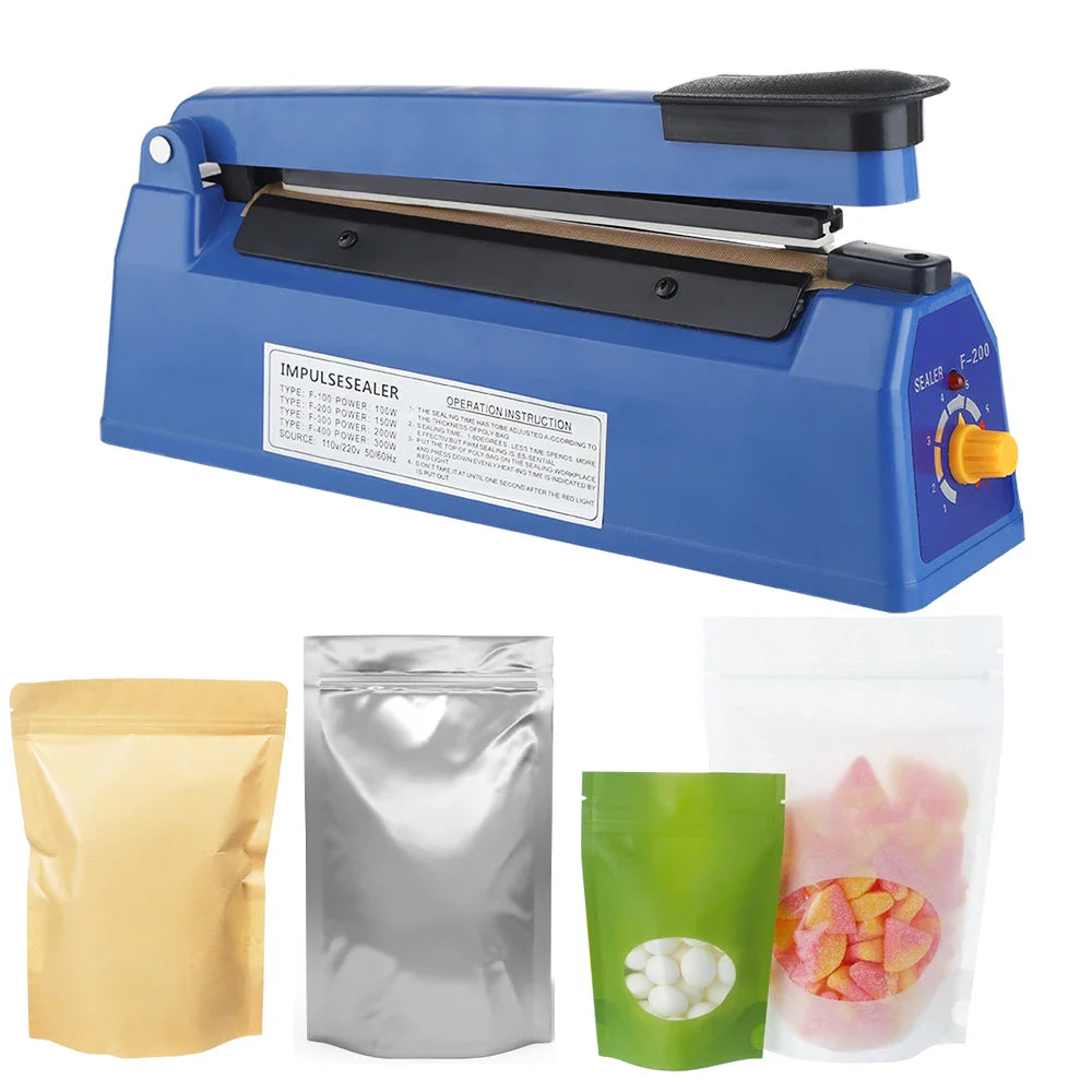 Manual Heat Sealer Machine: Impulse Sealer for 8 inch Plastic Bags - Shrink Wrap, Vacuum Sealer Packaging