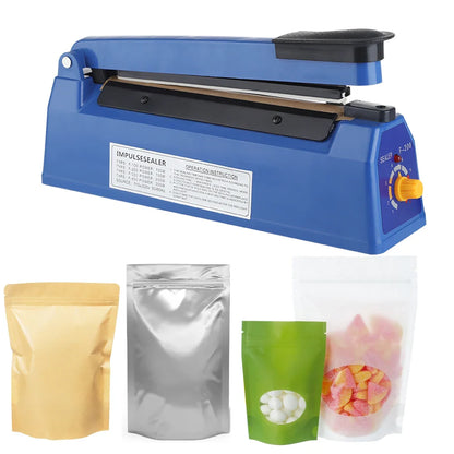 Manual Heat Sealer Machine: Impulse Sealer for 8 inch Plastic Bags - Shrink Wrap, Vacuum Sealer Packaging