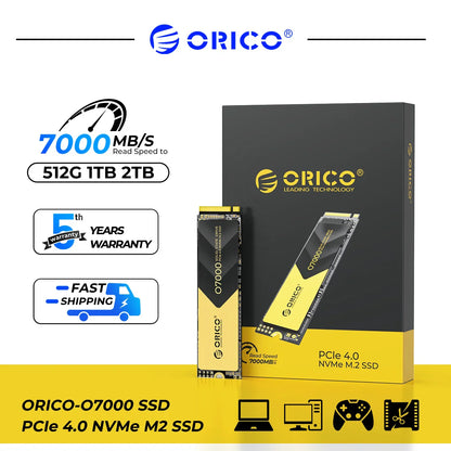 ORICO O7000 PCIe 4.0 7400MB/s M.2 NVMe SSD – Internal Solid State Drive for PS5, Gaming & Content Creators (M.2 M Key 2280)