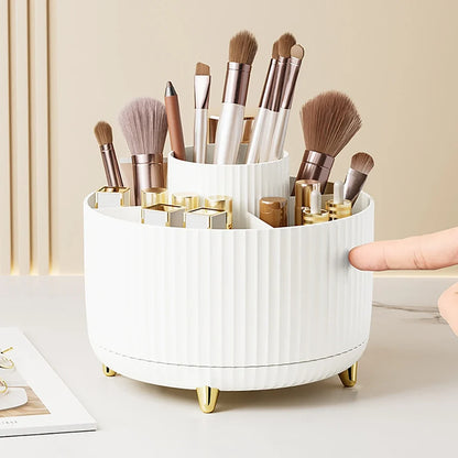 360° Rotating Makeup Organizer - Large Capacity Cosmetic Storage Box for Lipstick, Brushes & Bathroom Vanity