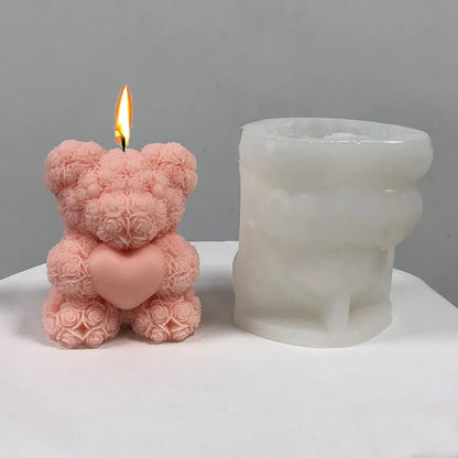 3D Bear Hug Love Silicone Candle Mold | DIY Cute Bear Pet Candle Making Supplies | Handmade Soap, Plaster, Resin Mold | Home Decor Gift
