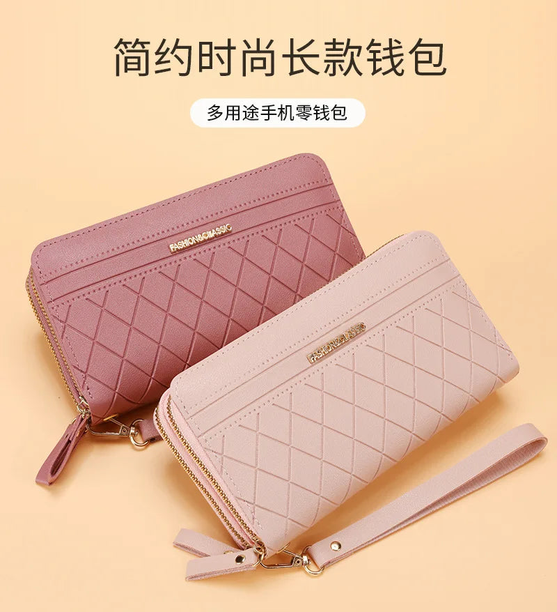 Long Women’s PU Leather Wallet – Double Zipper Tassel Clutch with Coin Purse & Card Holder