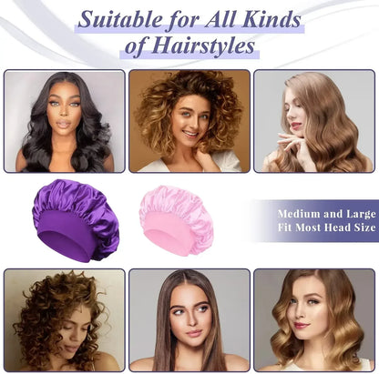 Soft Silk Satin Lined Bonnet – Large Satin Hair Wrap for Long Hair, Sleep & Shower Cap, Salon Tool