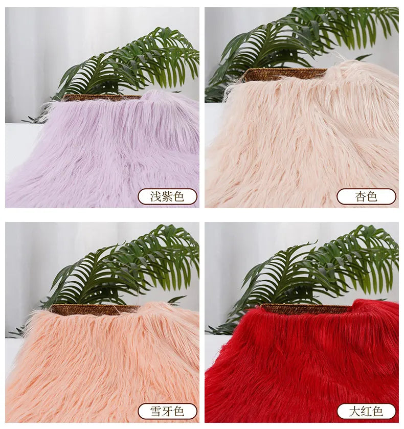 25x45cm Long Hair Faux Fur Fabric — DIY Animal Suit, Doll Hair, Beard Craft Material for Patchwork, Garment Sewing Accessories